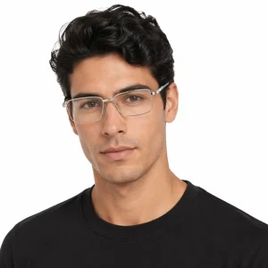 Semi-Rimless Metal Optical Eyeglasses Frames with Saddle Nose Pads for Men