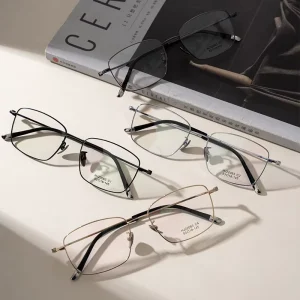 Semi-Titanium Ultra-Light Square Eyeglass Frames for Adults