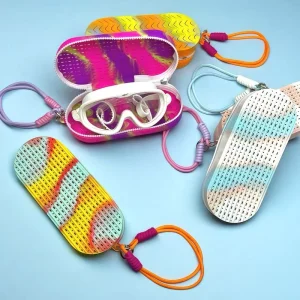 Silicone Swimming Goggles Case, Large Capacity Storage Pouch with Wrist Strap