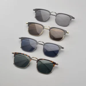 Silver Square Titanium Polarized Sunglasses for Men