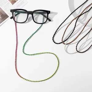Simple Hanging Neck Chain Glasses Colorful Gradient Net Red PU Anti Lost Glass Accessories Fashionable Eyeglasses Part