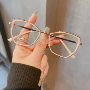 Simple Luxury Vintage Clear Lens Metal Optical Eyeglass Frame Women Anti Blue Light Computer Reading Prescription Glasses