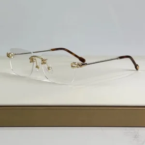 Simple Rimless Fashion Trend Luxury Vintage Eyeglasses Frame FG50002U Alloy Rope Temple Design Retro Square Unisex High Quality