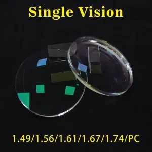 Single Vision Aspheric Optical Lenses 1.49-1.74 PC Resin Anti-Reflective Coated Prescription Eyewear Lens