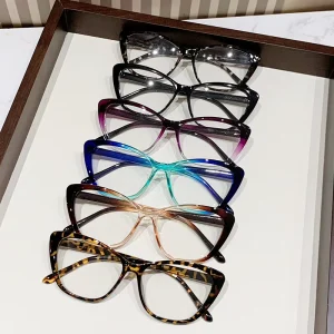 Single Vision Reading Glasses for Women Blue Tortoiseshell Cat-Eye Frame Anti-Blue Light