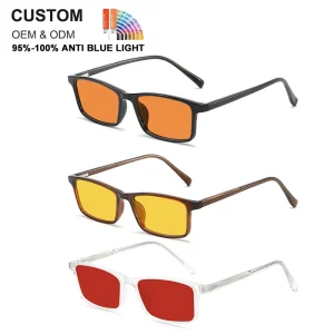 Sleep Aid Gaming Eyewear Vintage Square Optical Frames Orange Red Lens Anti Blue Light Filter Glasses