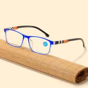 Slim Printed Anti-Blue-Light Square Reading Glasses Transparent Lenses Unisex