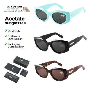 Small-Frame Cat-Eye Polarized Acetate Sunglasses for Men and Women