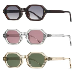 Small Frame Polygon Wrap Around Sunglasses for Women and Men