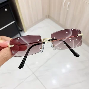 Small-Frame Rimless UV400 Sunglasses Women’s European and American Style