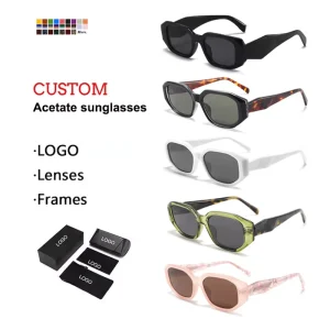 Small Frame Thick Acetate Sunglasses Unisex Black