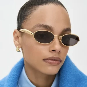 Small Oval Metal Lightweight Full-Rim UV400 Sunglasses