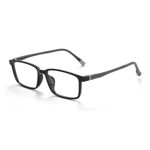 Small Square Print Full Rim Frame Women’s Punk Black Glasses for Prescription Reading, 7210D
