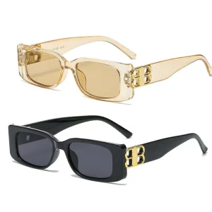Small Square Retro UV400 Sunglasses with PC Lenses Champagne White Green