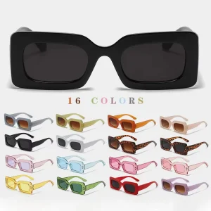 Small Square Vintage Sunglasses Custom Logo Unisex Candy Color Rectangle Retro