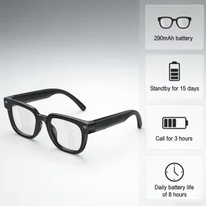 Smart Camera Glasses 3D Stereo Audio Adjustable Video and Image Resolution 8MP Photochromic Lenses Comfortable Fit