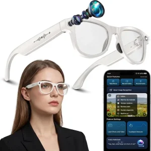 Smart Glasses Open-Ear Audio ENC Noise Reduction 8MP Camera 4K Video Real-Time Translation ChatGPT Voice Assistant UV Blue Light