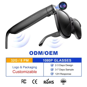 Smart Glasses Wireless BT 5.4 Sunglasses Outdoor Sports Anti-Blue Eyeglasses with Hands-Free Call Music Headphone AI Hardware