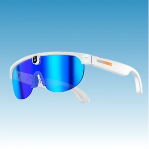 Smart Glasses with Interchangeable Blue Brown Coated 3-in-1 Lens 8MP 1200P Camera Buttons Touch Voice Control for Electromobile