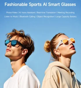 Smart Sports Glasses with 200W Camera, Bluetooth Calling, AI Translation, Image Recognition, and Voice Assistant