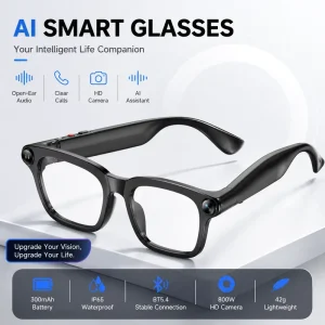 Smart Video Glasses HD 1080P Camera Eyewear Transparent Lenses AI Recording Glasses for Outdoor Activity
