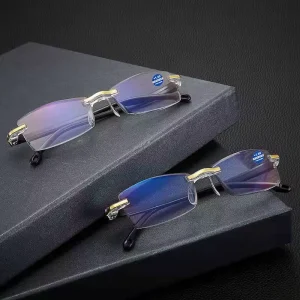 Smart Zoom Anti blue Light Fashion Reading Glasses PC Slim New for Men and Women Rimless