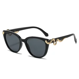 Snake-Pattern Frame Small Cat-Eye Sunglasses for Women PC Lens Travel Driving