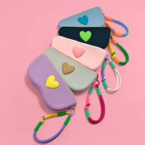 Soft Silicone Heart-Shaped Waterproof Sunglasses Pouch