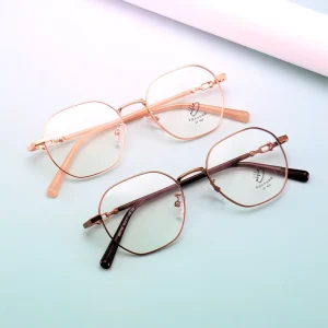 Solid Gold Square Metal Full-Rim Eyeglass Frames Unisex Reading Glasses Lightweight Outdoor Use