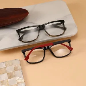 Square Acetate Eyeglass Frames with Carbon Fiber Temples Unisex Gradient Pattern Full Rim