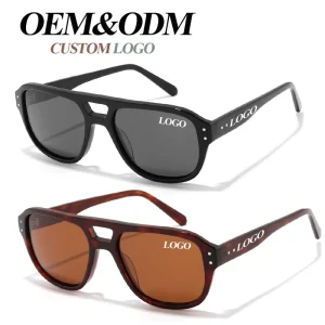 Square Acetate Polarized Sunglasses with Large Frame and Double Bridge