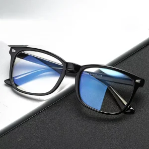 Square Black Eyeglass Frames for Men Anti-Blue-Light Lenses