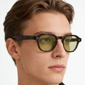 Square Champagne Sunglasses Oversized Rivet Decoration Vintage Women Men