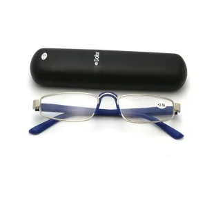 Square Classic Metal Reading Glasses for Men with Case