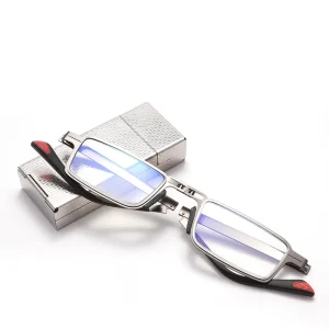 Square Foldable Anti-Blue Light Presbyopia Reading Glasses for Men and Women with Case