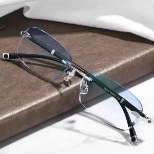 Square Frame with Diamond Cut Edge Presbyopic Glasses Anti Blue Light Transparent Lenses for Unisex Use