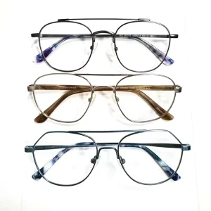 Square Full-Frame Metal Spectacle Frames for Unisex with Mixed Colors