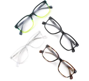 Square Geometric Full-Rim Reading Glasses with Gold Gradient Design