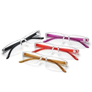 Square Integrated Reading Glasses Transparent Lenses Anti-Drop Anti-Blue Light Glasses for Middle-Aged Adults