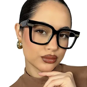 Square Large Full Rim Anti Blue Light Geometric Pattern Women’s Adults Eyeglass Frames New Fashion Concave Styling