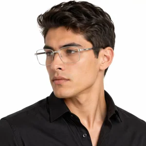 Square Men Business Metal Glasses Brand Designer Anti Blue Light Lenses Eyeglasses Frame