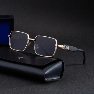 Square Metal Leopard Head UV400 Sunglasses for Men Custom Logo