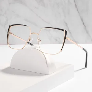 Square Metal Oversized Blue-Light-Blocking Eyeglass Frames for Women