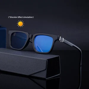 Square Photochromic Polarized Sunglasses Anti-Blue Light UV400 for Men