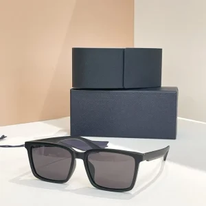 Square Polarized UV Protection Sunglasses Black Acetate Frame Men’s Fashion Eyewear with Case UV400 Shades