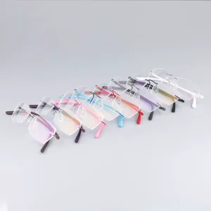Square Rectangle Rimless Photochromic Anti-Reflective Eyeglass Frames