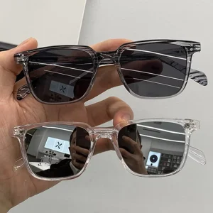 Square Retro Sunglasses, Rectangular Full-Rim Frame, UV400, for Women and Men