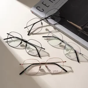 Square Semi-Titanium Eyeglass Frames Lightweight Durable