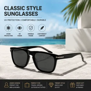 Square Sunglasses, UV400 Protection, Driving and Outdoor Eyewear, Unisex