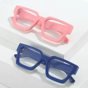 Square Thickened PC Optical Eyeglass Frames with Blue Light Blocking Lenses
